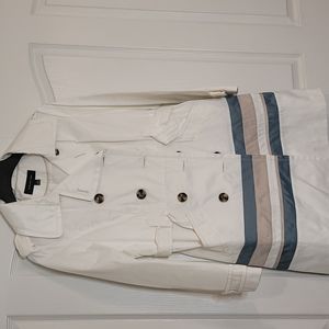 White multi stripe trench coat